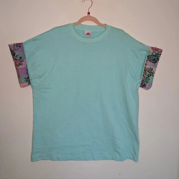 80s Lady Footlocker Crewneck Contrast Shirt Sleeve Cotton Top Size  Large - Picture 9 of 12